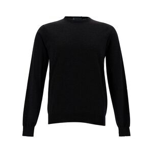 Gaudenzi Men Grey Crewneck Sweater With Ribbed Trims In Wool Man